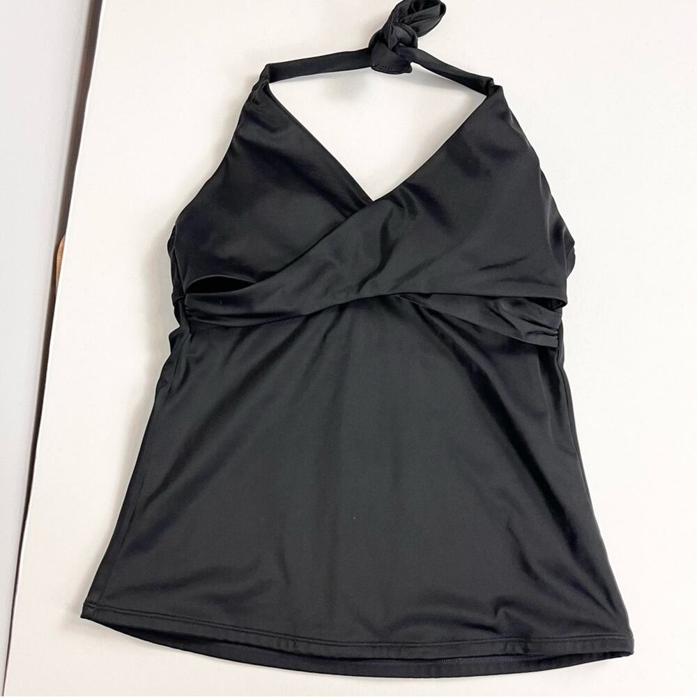 Athleta Bra Cup Wrap Tankini Swim Top, woman’s size 34 B/C  black